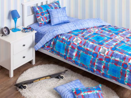 Хлопковый Край Комплект детского постельного белья Geometry Blue 1,5-спальный пододеяльник 140 х 205