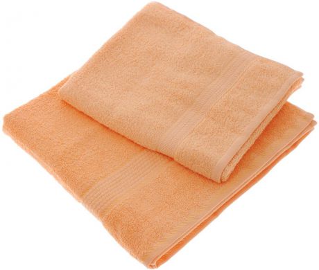Набор махровых полотенец "Aisha Home Textile", цвет: персиковый, 2 шт. УзТ-НПМ-102
