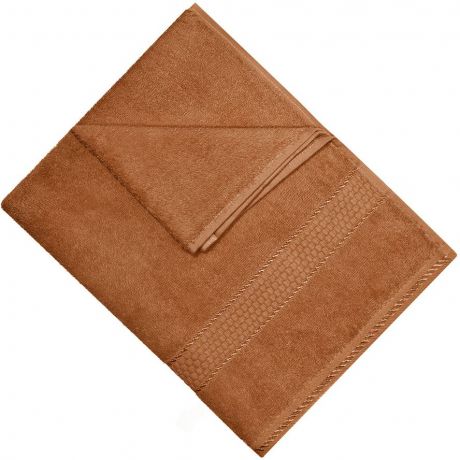 Полотенце "Aisha Home Textile", цвет: коричневый, 70 х 140 см. УзТ-ПМ-114-08-20к