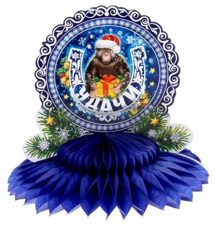Новогоднее подвесное украшение Sima-land "Удачи", с гофрированной фигуркой, 22,3 х 20,3 х 22 см