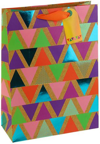 Пакет подарочный Арт и Дизайн "Люкс. Пирамидки", цвет: мультиколор, 32 х 26,4 х 12 см. 3092268