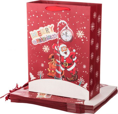Пакеты бумажные Lefard "Дед Мороз", 512-521, 40 х 30 х 12 см, 12 шт