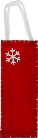 Новогодний мешочек для подарка Феникс-презент "Снежинка", цвет: красный, белый, 14 см х 34 см