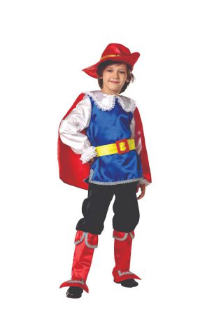 Батик Костюм карнавальный для мальчика Кот в сапогах цвет синий черный красный белый размер 34