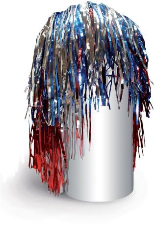 Partymania Маскарадный парик из дождика Веселый праздник цвет синий красный серебристый