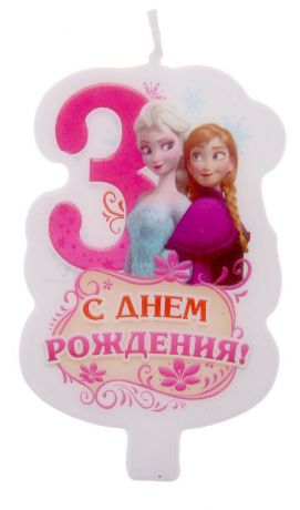 Свеча для торта Disney "С днем рождения. Холодное сердце", цифра 3