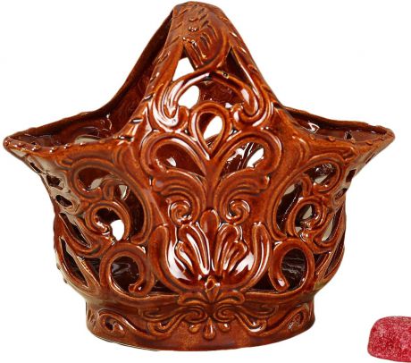 Конфетница Керамика ручной работы "Тюльпан", цвет: коричневый