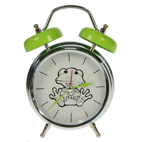 Часы настольные Русские Подарки "Лягушка", с функцией будильника, 12 х 6 х 17 см. 232414