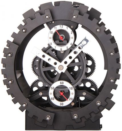 Часы настольные Baron "Машина времени", цвет: черный, диаметр 20 см