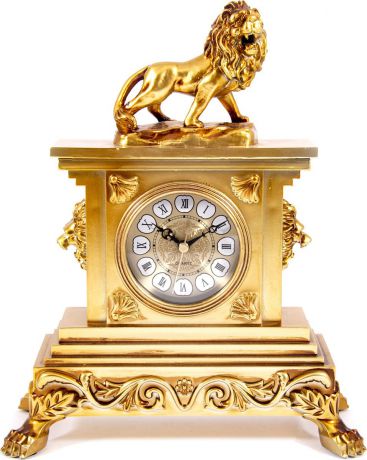 Часы каминные Русские подарки "Лев", 59107, золотой, 25 х 13 х 32 см