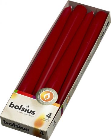 Набор античных свечей "Bolsius", цвет: бордовый, высота 25 см, 4 шт