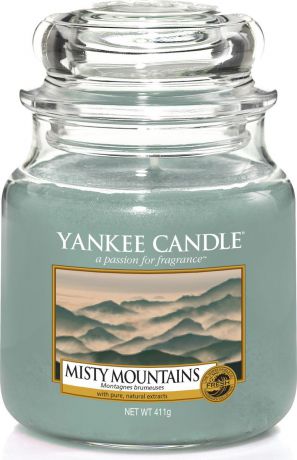 Свеча ароматизированная Yankee Candle "Туманные горы / Misty Mountains", цвет: голубой, высота 12,7 см