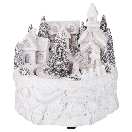 Фигурка декоративная Lefard "Рождественский домик" с музыкой, вращением и подсветкой, 868-109, белый, 12 х 12 х 12.5 см