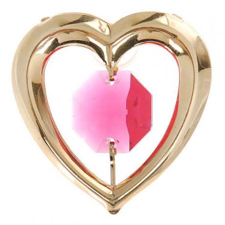 Фигурка декоративная "Сердце", на присоске, цвет: золотистый, розовый. 67078