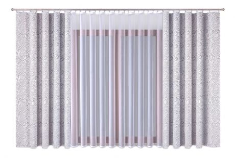 Комплект штор "P Primavera Firany", на ленте, цвет: серый, белый, высота 260 см. 1110012