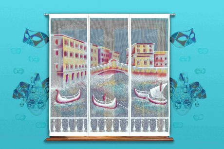 Гардина-панно "Венеция", на кулиске, цвет: белый, высота 170 см