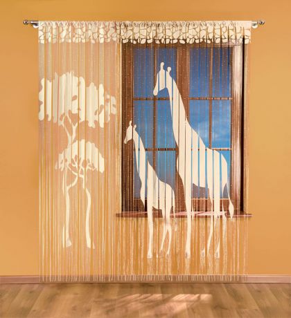 Гардина-лапша "Жираф", на кулиске, цвет: кремовый, высота 240 см