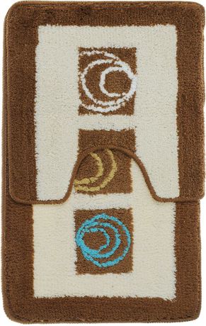 Комплект ковриков для ванной Fresh Code "Микс", цвет: коричневый, белый, 2 предмета