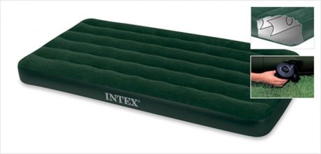 Матрас надувной Intex "Престиж", флокированный, цвет: зеленый, 191 х 99 х 22 см. 66967