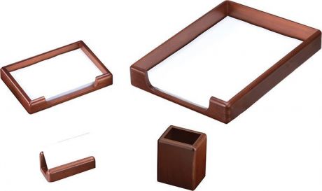 Delucci Настольный канцелярский набор 4 предмета цвет темно-коричневый орех 255644