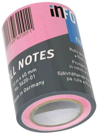 Global Notes Бумага для заметок с липким слоем цвет розовый 60 мм х10 м
