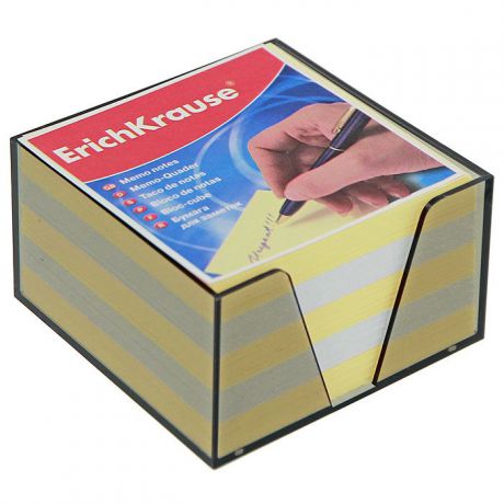Бумага для заметок ErichKrause, в пластиковой подставке, 90 x 90 x 50 мм, белый, желтый