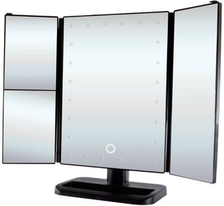 Зеркало косметическое Gess uLike, раскладное, сенсорный экран, с подсветкой, 24 LED лампы