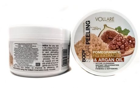 Verona Products Professional Vollare Cosmetics Сахарный пилинг для тела с экстрактом граната, инжира и аргановым маслом, 225 г