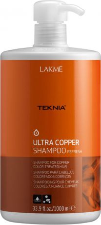 Шампунь Lakme Teknia Ultra Copper Shampoo "Медный", для поддержания оттенка окрашенных волос, 1000 мл