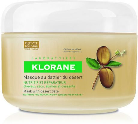 Klorane Dry Hair Питательно-восстанавливающая маска, с маслом финика пустынного, 150 мл