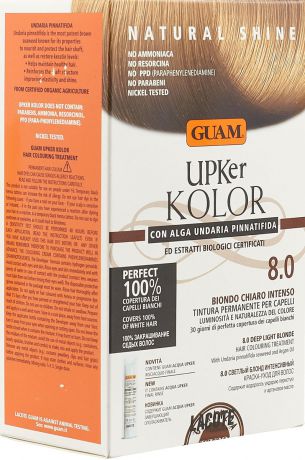 Краска для волос Guam Upker Kolor, тон 8.0 светлый блонд интенсивный, 215 мл