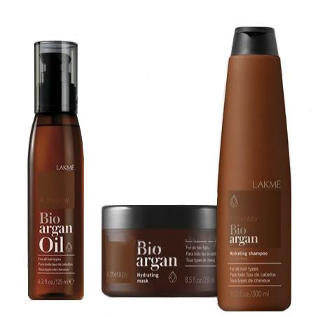 Lakme K.Therapy Bio-Аrgan Pack - Набор для волос с аргановым маслом 300 мл + 250 мл + 125 мл
