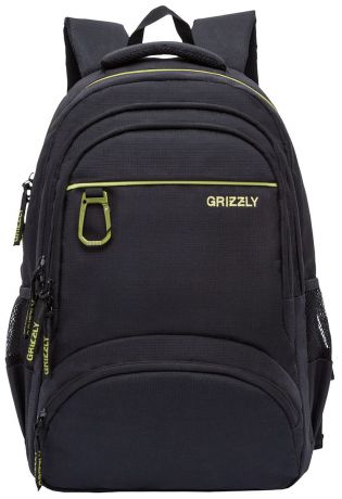 Рюкзак "Grizzly", цвет: черный, салатовый, 17 л. RU-806-1/3