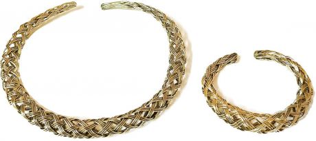 Набор женских украшений Ethnica: ожерелье, браслет, цвет: золотой. 227125