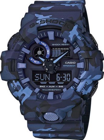Часы наручные мужские Casio "G-Shock", цвет: синий, камуфляж. GA-700CM-2A