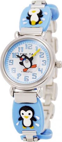 Часы наручные детские Тик-Так "Пингвины", цвет: голубой. 108-3
