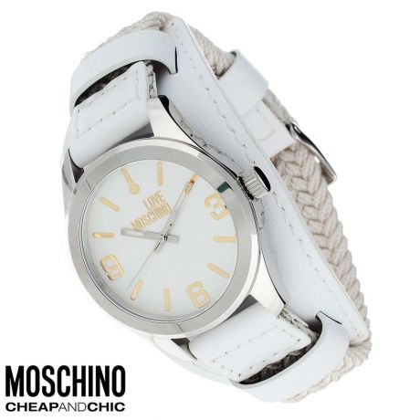Часы женские наручные "Moschino", цвет: белый, серебристый. MW0415