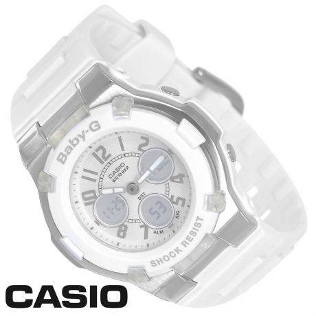 Часы женские наручные Casio "Baby-G", цвет: белый, серебристый. BGA-110-7B