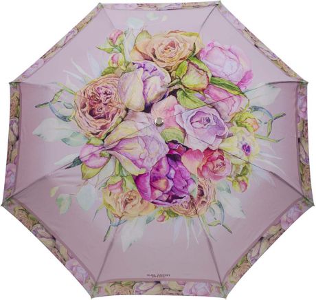 Зонт женский Slava Zaitsev, автомат, 3 сложения, цвет: серо-розовый. SZ-077/1