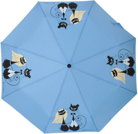Зонт женский Flioraj, автомат, 3 сложения, цвет: голубой. 160401 FJ