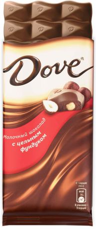 Dove молочный шоколад с цельным фундуком, 90 г