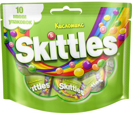 Skittles "Кисломикс" драже в сахарной глазури, 10 пачек по 12 г