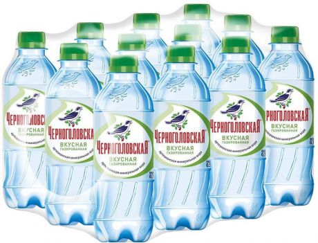 "Черноголовская" вкусная артезианская минеральная газированная вода 12 шт по 0,33 л