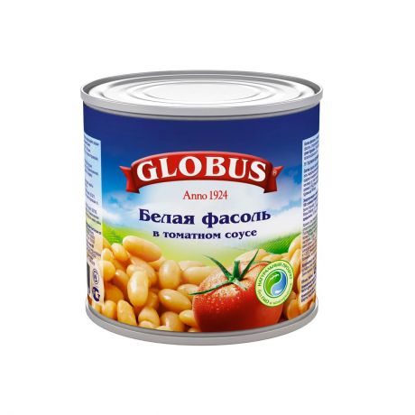 Globus белая фасоль в томатном соусе, 400 г
