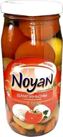 Noyan Грибы маринованные Шампиньоны с помидорами, 500 г