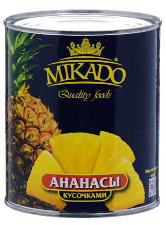 Mikado ананасы кусочками в сиропе, 850 мл