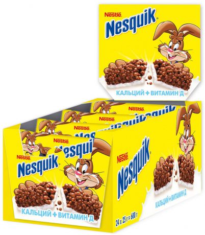 Nestle Nesquik Шоколадный батончик с цельными злаками, 24 шт по 25 г