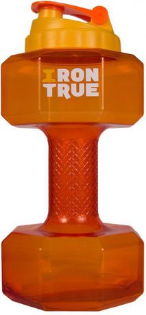Бутылка-гантеля спортивная "Irontrue", цвет: оранжевый, 2,2 л