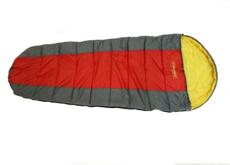Спальный мешок-кокон "Columbus 200", левосторонняяя молния, цвет: серый, красный, желтый
