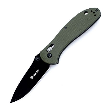 Нож туристический "Ganzo", цвет: зеленый, черный, длина лезвия 8,6 см. G7393